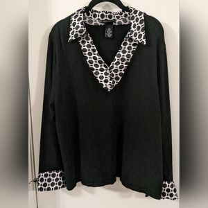 Maggie Barnes 1x Business Sweater Blouse with Bold Design